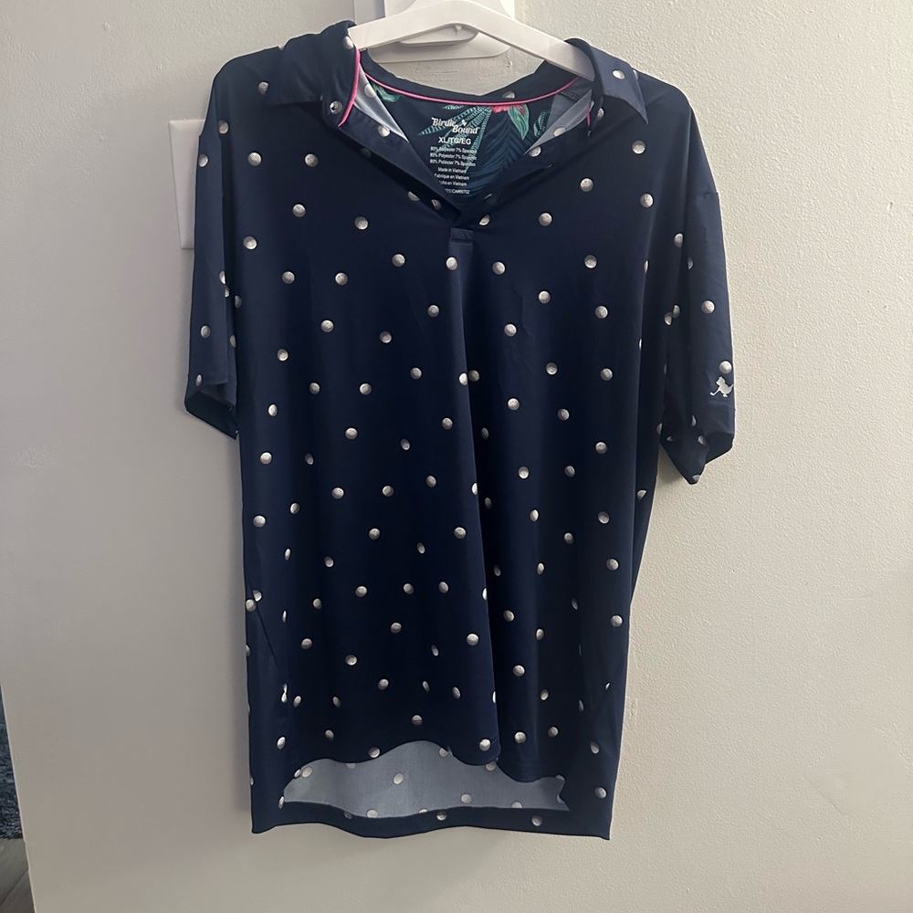 Birdies Navy and White Polka Dot Top